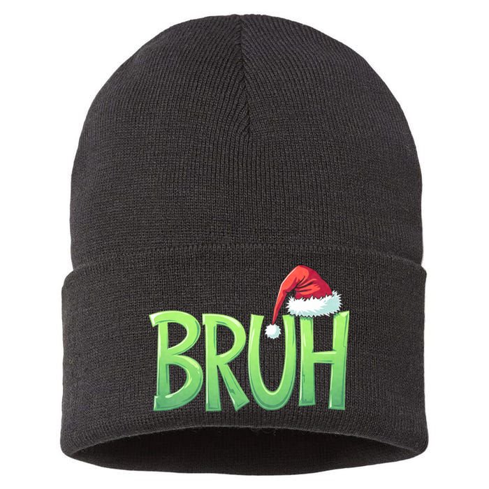 Bruh Christmas Funny Christmas Humor Meme Sustainable Knit Beanie