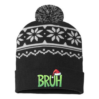 Bruh Christmas Funny Christmas Humor Meme USA-Made Snowflake Beanie