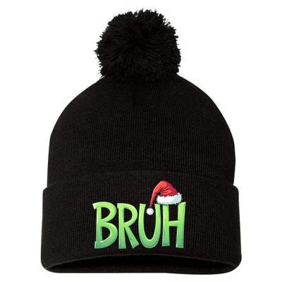 Bruh Christmas Funny Christmas Humor Meme Pom Pom 12in Knit Beanie