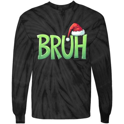 Bruh Christmas Funny Christmas Humor Meme Tie-Dye Long Sleeve Shirt