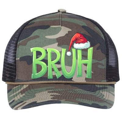 Bruh Christmas Funny Christmas Humor Meme Retro Rope Trucker Hat Cap