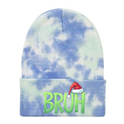 Bruh Christmas Funny Christmas Humor Meme Tie Dye 12in Knit Beanie