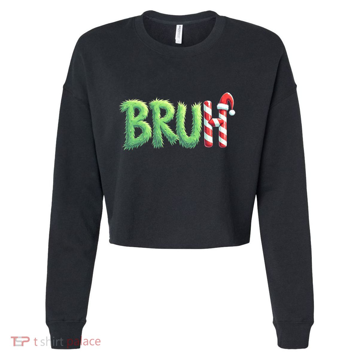Bruh Christmas Funny Christmas Humor Meme Cropped Pullover Crew