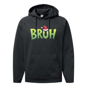 Bruh Christmas Funny Christmas Humor Meme Performance Fleece Hoodie