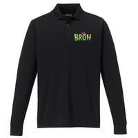 Bruh Christmas Funny Christmas Humor Meme Performance Long Sleeve Polo