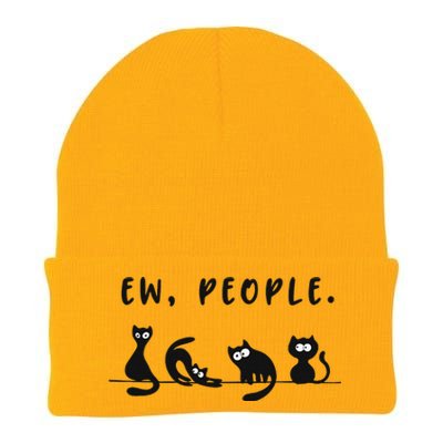 Black Cat Funny Ew People Meowy Cat Lovers Knit Cap Winter Beanie