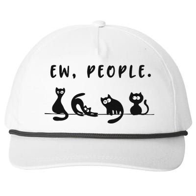 Black Cat Funny Ew People Meowy Cat Lovers Snapback Five-Panel Rope Hat