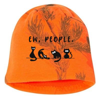 Black Cat Funny Ew People Meowy Cat Lovers Kati - Camo Knit Beanie