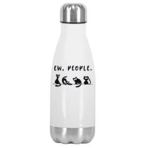 Black Cat Funny Ew People Meowy Cat Lovers Stainless Steel Insulated Water Bottle