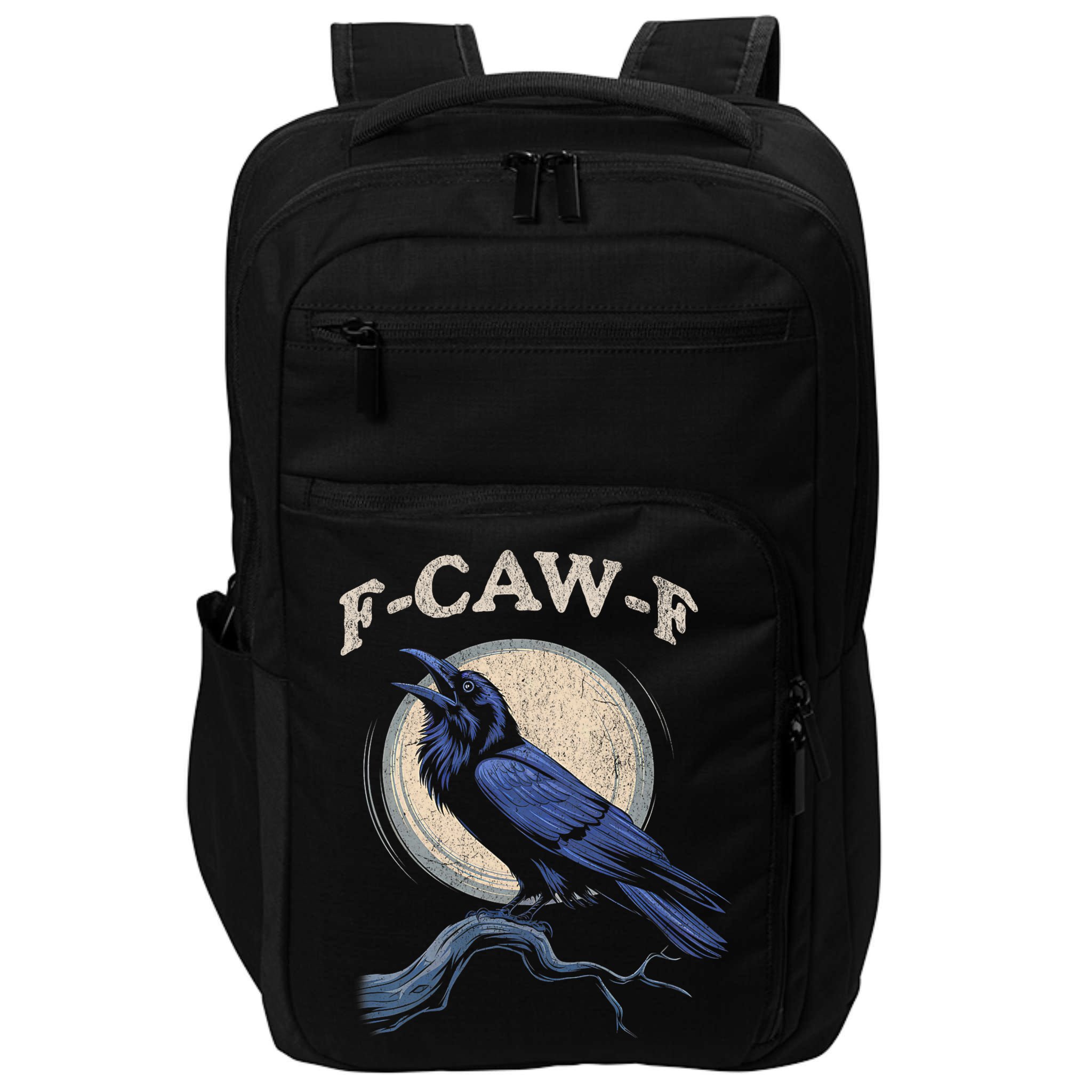Black Crow F-Caw-F Funny Bird Moon Impact Tech Backpack