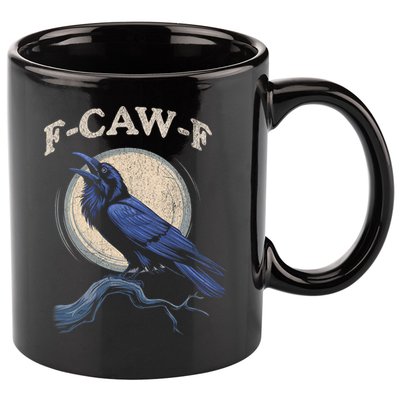 Black Crow F-Caw-F Funny Bird Moon 11oz C Handle Ceramic Mug