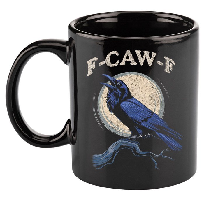 Black Crow F-Caw-F Funny Bird Moon 11oz C Handle Ceramic Mug