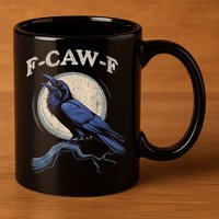 Black Crow F-Caw-F Funny Bird Moon 11oz C Handle Ceramic Mug