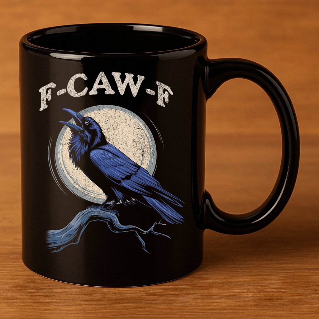 Black Crow F-Caw-F Funny Bird Moon 11oz C Handle Ceramic Mug