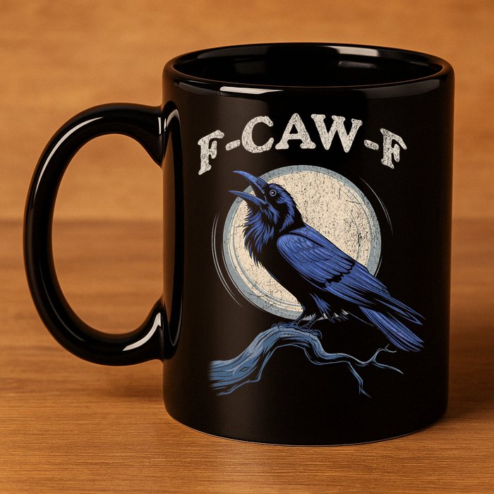 Black Crow F-Caw-F Funny Bird Moon 11oz C Handle Ceramic Mug