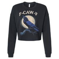 Black Crow F-Caw-F Funny Bird Moon Cropped Pullover Crew