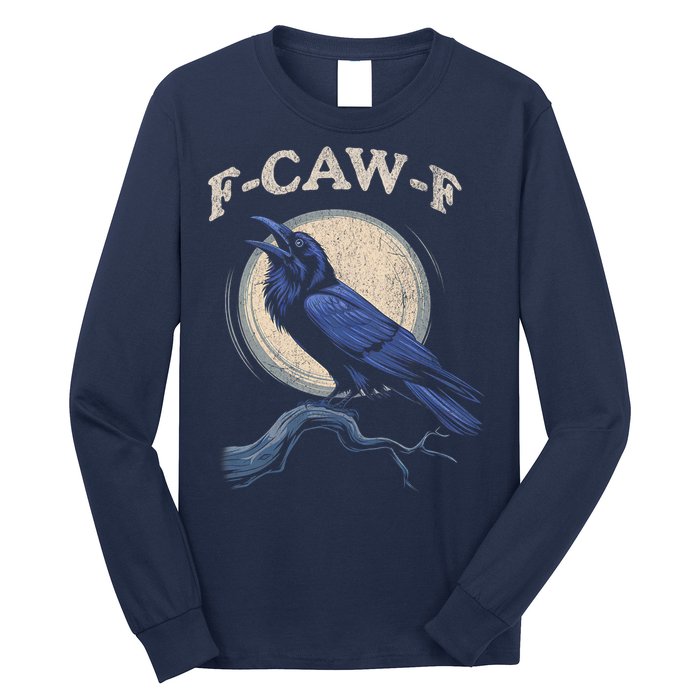 Black Crow F-Caw-F Funny Bird Moon Long Sleeve Shirt