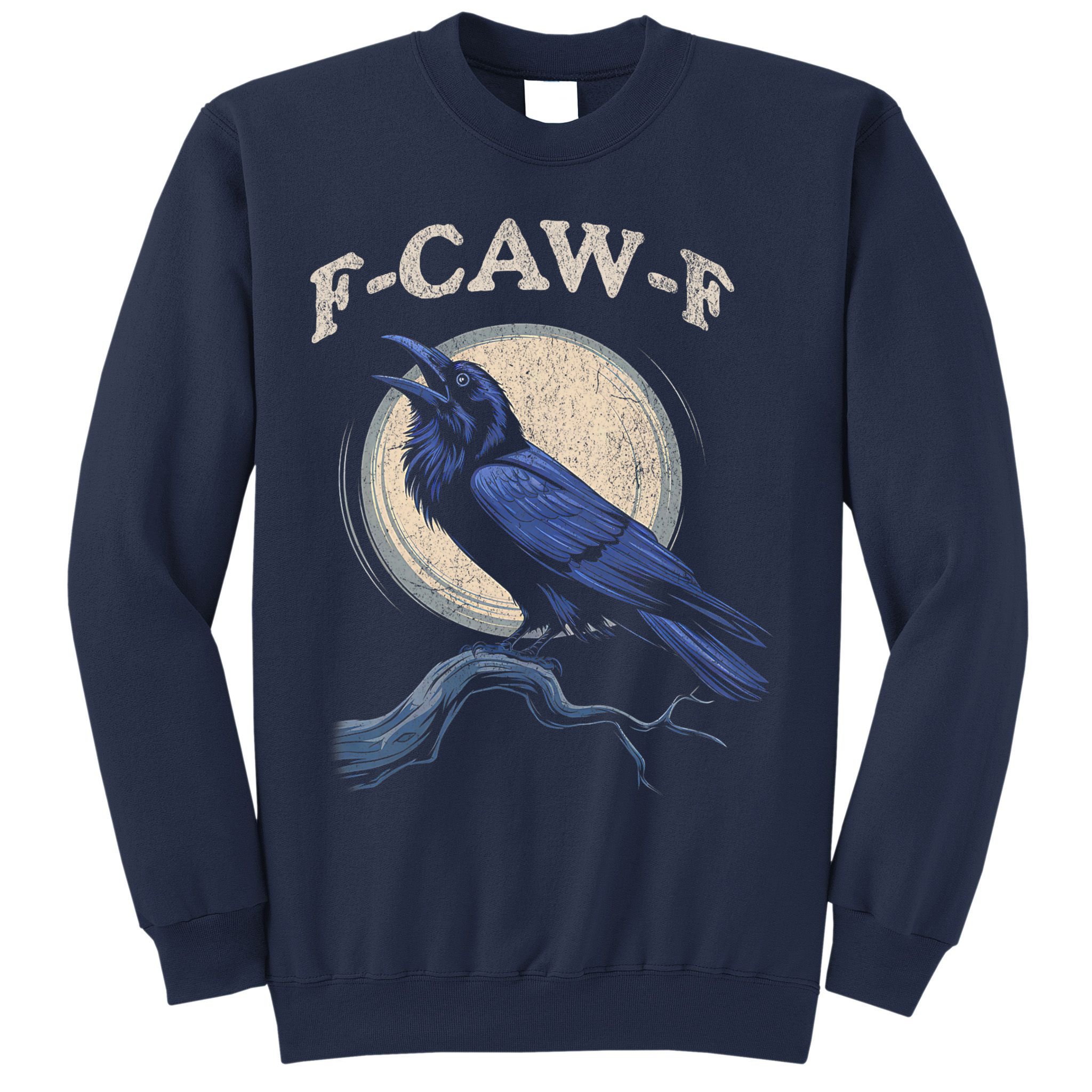 Black Crow F-Caw-F Funny Bird Moon Sweatshirt