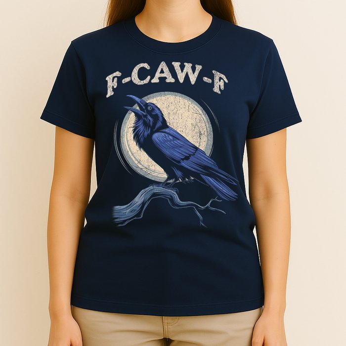 Black Crow F-Caw-F Funny Bird Moon T-Shirt