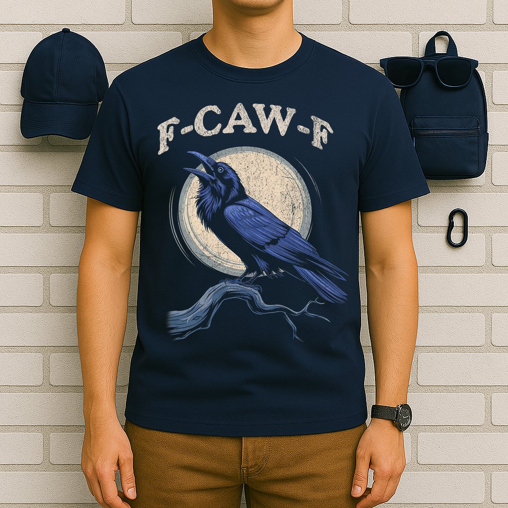 Black Crow F-Caw-F Funny Bird Moon T-Shirt