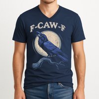 Black Crow F-Caw-F Funny Bird Moon V-Neck T-Shirt