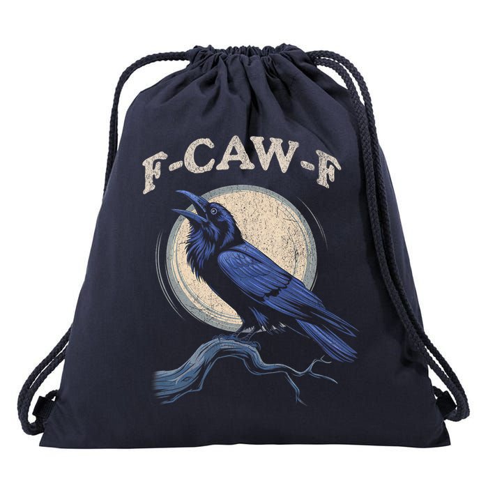 Black Crow F-Caw-F Funny Bird Moon Drawstring Bag
