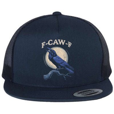 Black Crow F-Caw-F Funny Bird Moon Flat Bill Trucker Hat