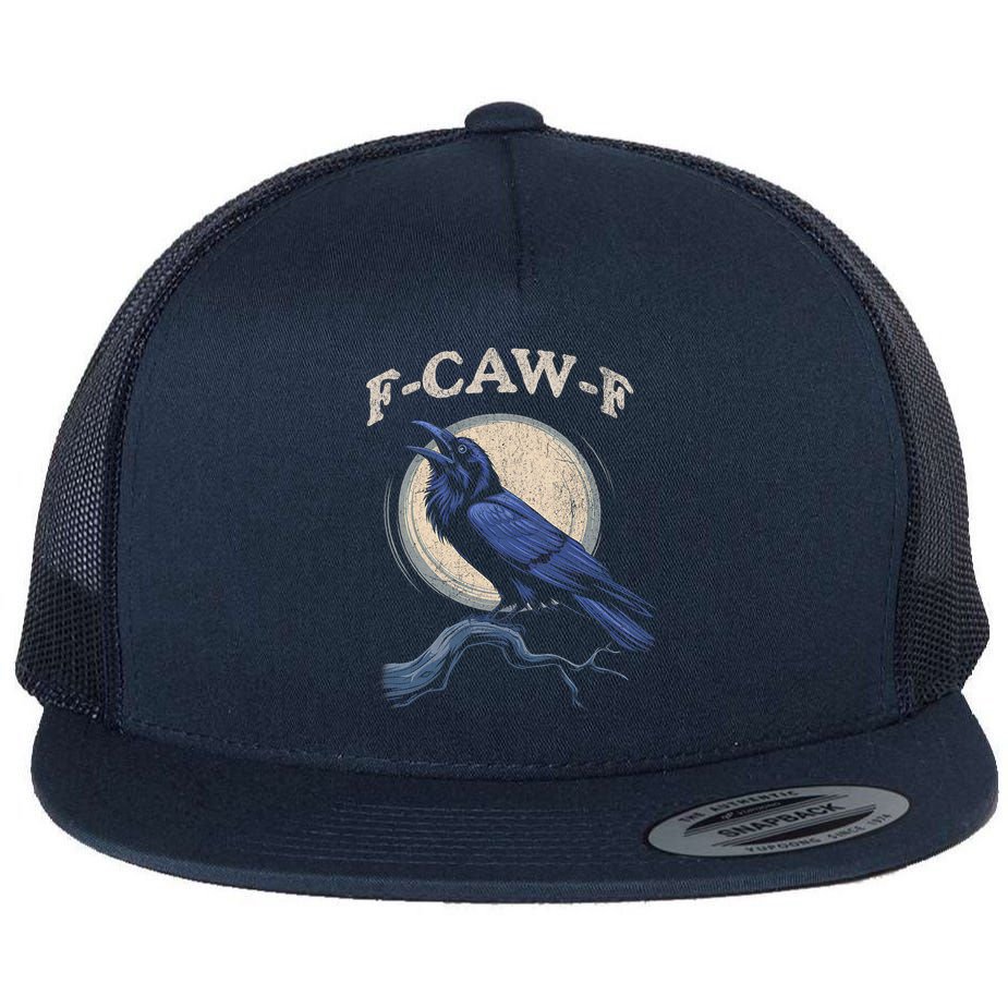Black Crow F-Caw-F Funny Bird Moon Flat Bill Trucker Hat