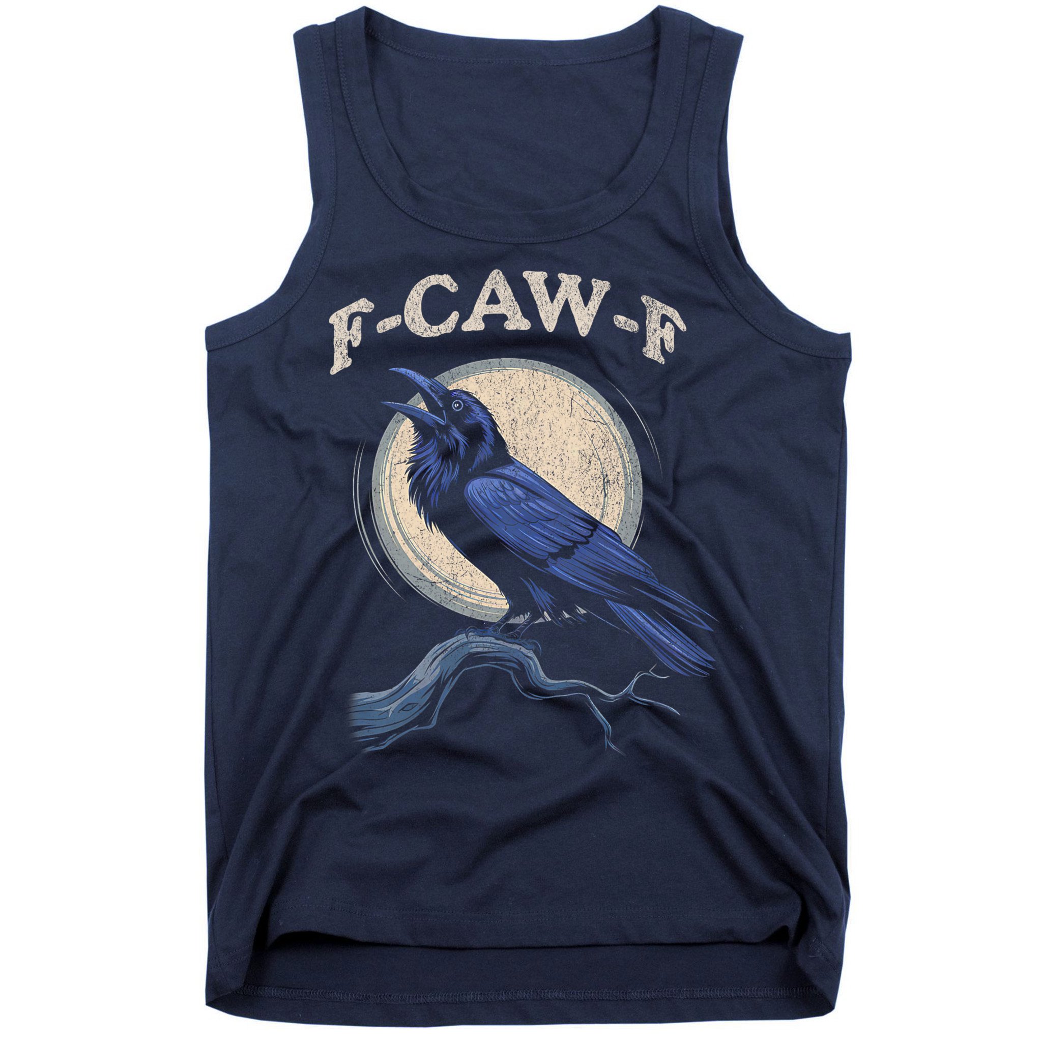 Black Crow F-Caw-F Funny Bird Moon Tank Top