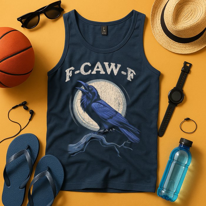 Black Crow F-Caw-F Funny Bird Moon Tank Top