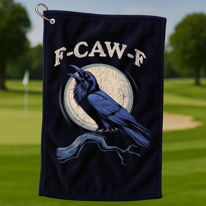 Black Crow F-Caw-F Funny Bird Moon Golf Towel