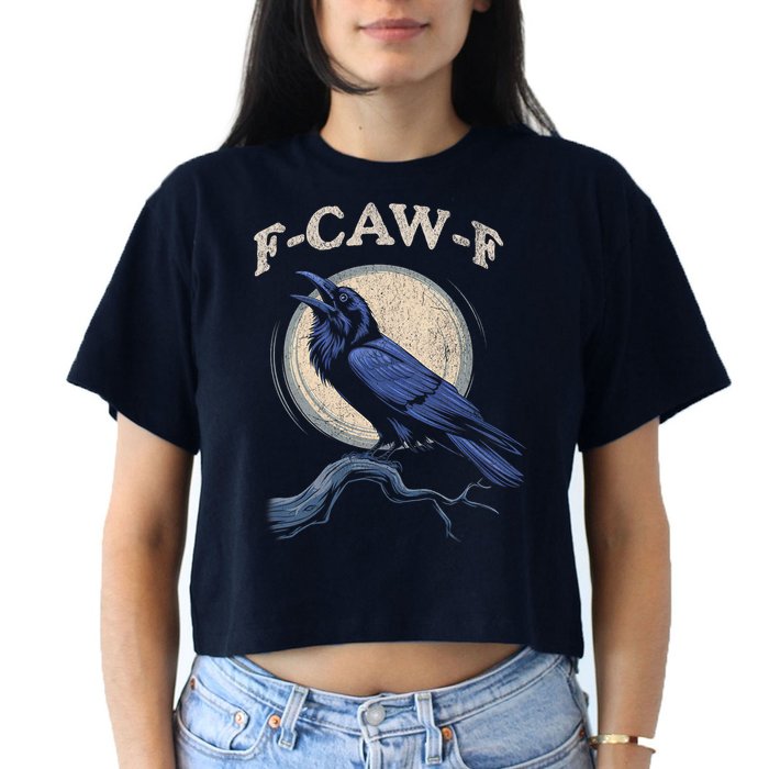 Black Crow F-Caw-F Funny Bird Moon Crop Top