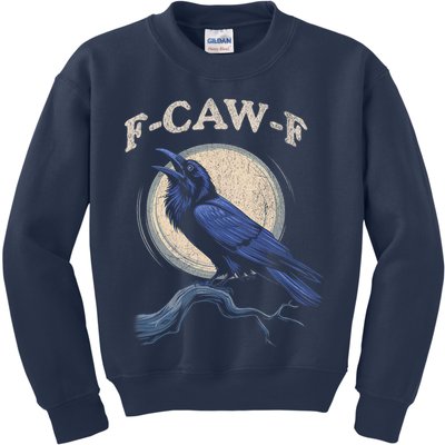 Black Crow F-Caw-F Funny Bird Moon Kids Sweatshirt