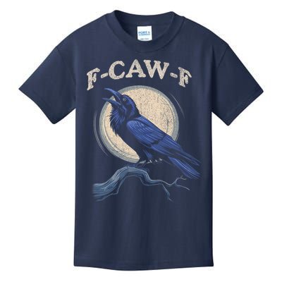 Black Crow F-Caw-F Funny Bird Moon Kids T-Shirt