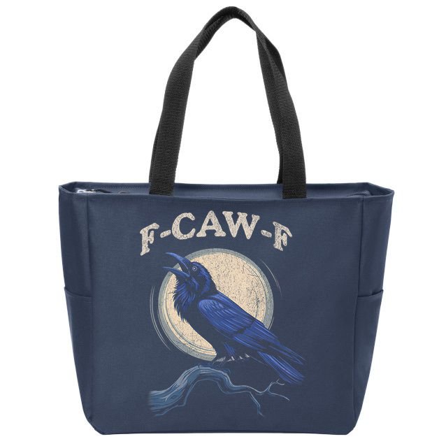 Black Crow F-Caw-F Funny Bird Moon Zip Tote Bag
