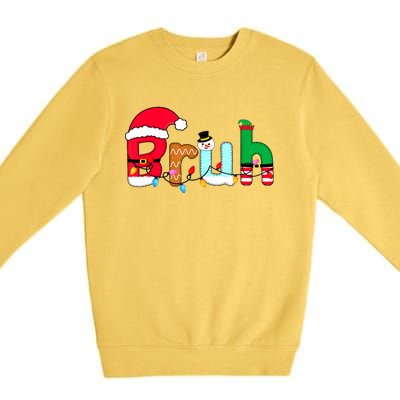 Bruh Christmas For Teen Boy Funny Christmas Bruh Gift Premium Crewneck Sweatshirt