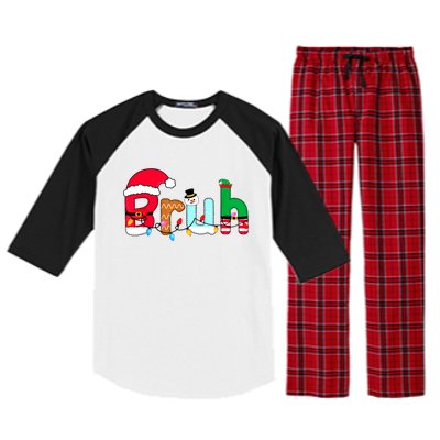 Bruh Christmas For Teen Boy Funny Christmas Bruh Gift Raglan Sleeve Pajama Set