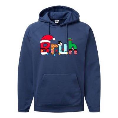 Bruh Christmas For Teen Boy Funny Christmas Bruh Gift Performance Fleece Hoodie