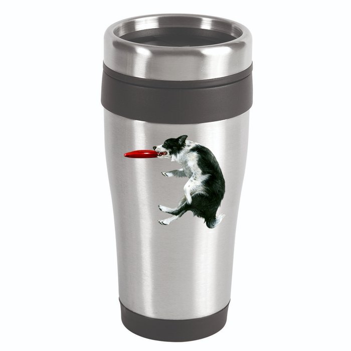 Border Collie Frisbee Graphic Sheepdog Print Gift 16oz Travel Tumbler