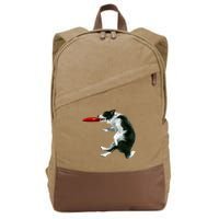 Border Collie Frisbee Graphic Sheepdog Print Gift Cotton Canvas Backpack