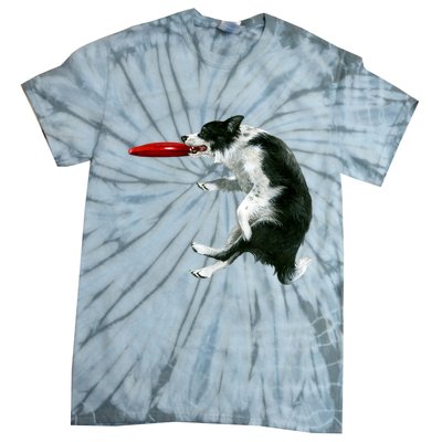 Border Collie Frisbee Graphic Sheepdog Print Gift Tie-Dye T-Shirt