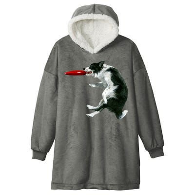 Border Collie Frisbee Graphic Sheepdog Print Gift Hooded Wearable Blanket