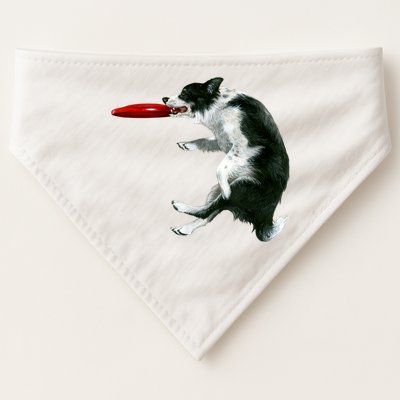Border Collie Frisbee Graphic Sheepdog Print Gift USA-Made Doggie Bandana