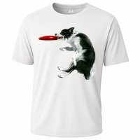 Border Collie Frisbee Graphic Sheepdog Print Gift Cooling Performance Crew T-Shirt