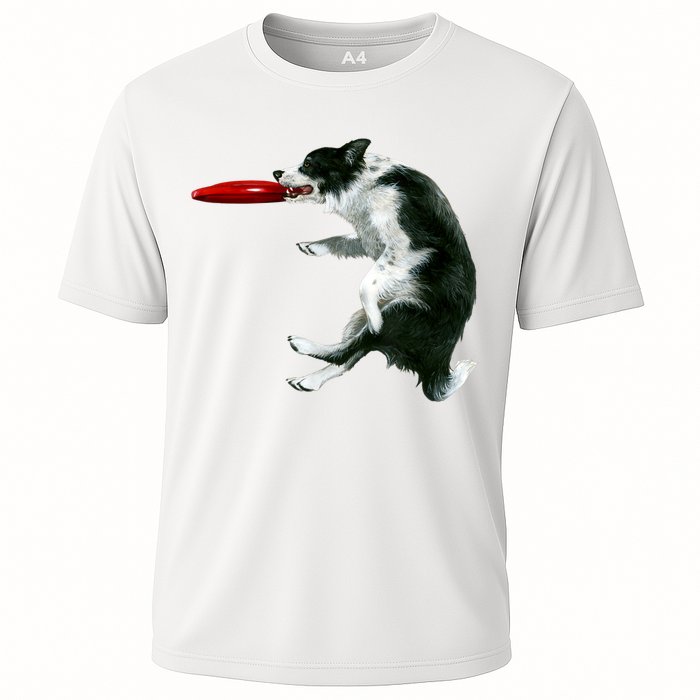 Border Collie Frisbee Graphic Sheepdog Print Gift Cooling Performance Crew T-Shirt