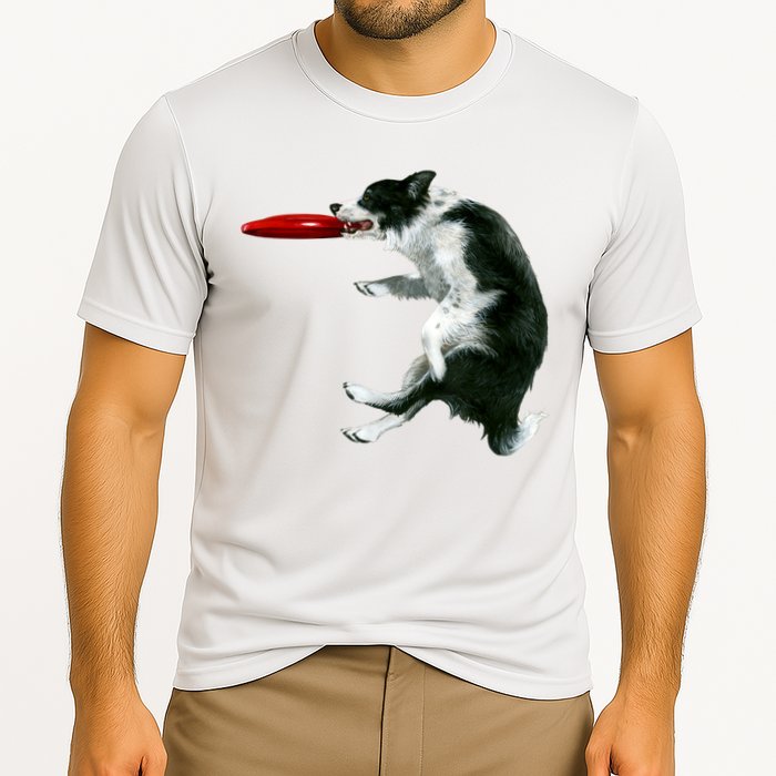 Border Collie Frisbee Graphic Sheepdog Print Gift Cooling Performance Crew T-Shirt