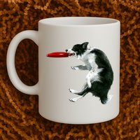 Border Collie Frisbee Graphic Sheepdog Print Gift Mug