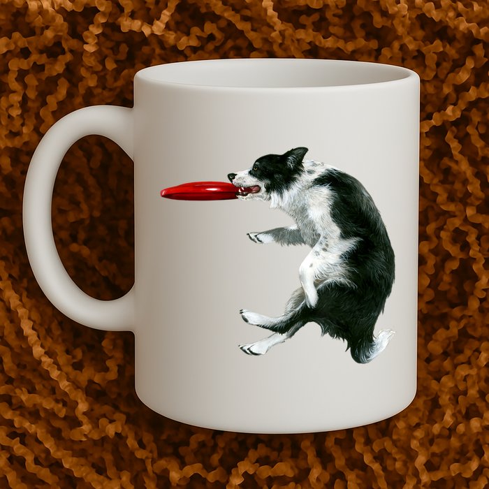 Border Collie Frisbee Graphic Sheepdog Print Gift Mug