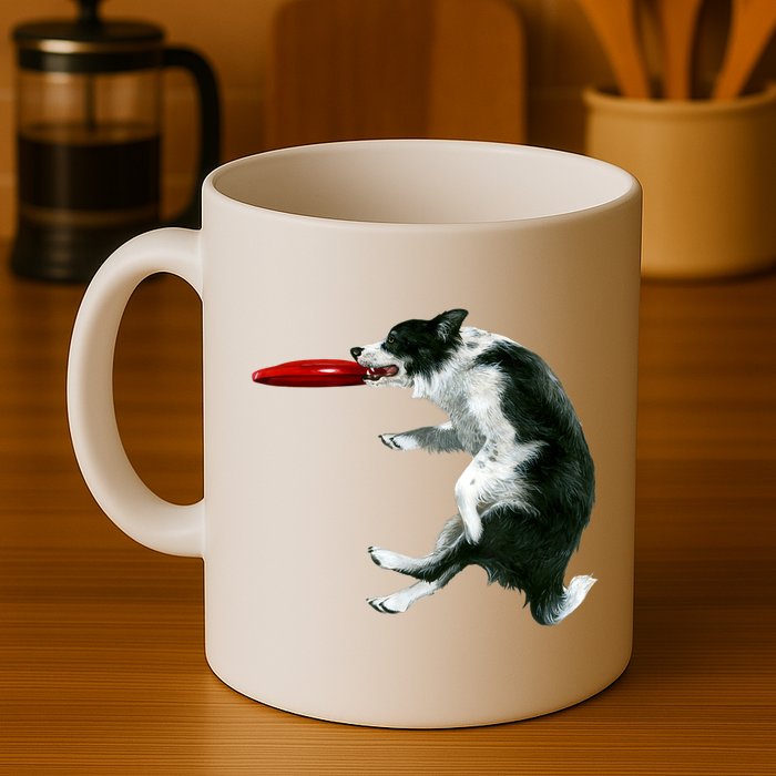 Border Collie Frisbee Graphic Sheepdog Print Gift Mug