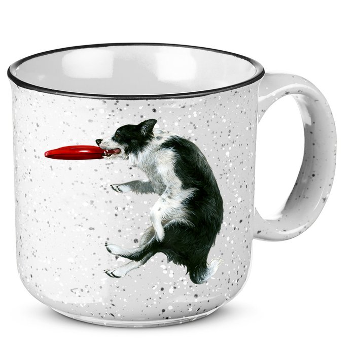 Border Collie Frisbee Graphic Sheepdog Print Gift 15oz Campfire Ceramic Mug